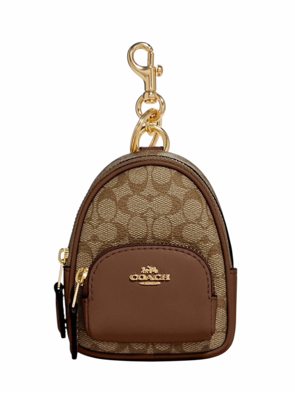 COACH 'MINI Court Signature Canvas Backpack' Unisex Keychain Charm C7803 Brn NWT
